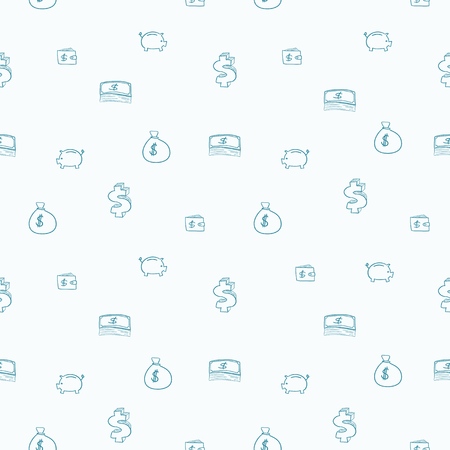 Vector money doodle texture - cash related seamless pattern.のイラスト素材