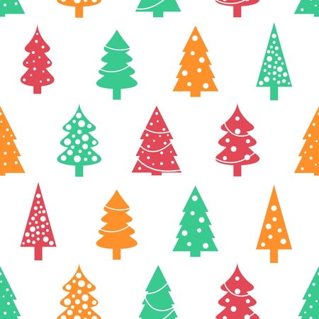 Christmas wrapping paper design - seamless Christmas tree background vector.のイラスト素材