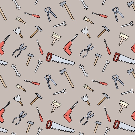 Tools background - seamless texture. DIY and woodworking tools vector.のイラスト素材