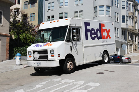 SAN FRANCISCO, USA - APRIL 9, 2014: Fedex delivery van San Francisco, USA. Fedex is one of largest...