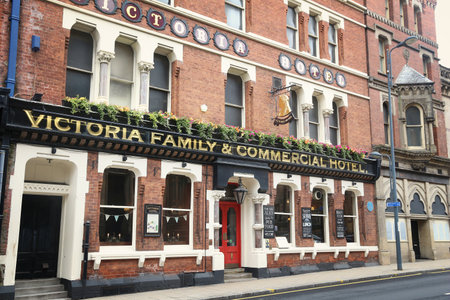 LEEDS, UK - JULY 11, 2016: Victoria Family and Commercial Hotel in Leeds, UK. Leeds urban area has 1.78 million population.のeditorial素材