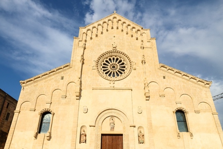 Matera, Italy. Cathedral church facade in sunset light.の写真素材