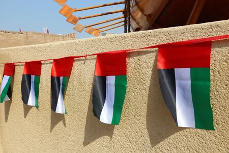 Flags of UAE (United Arab Emirates) in Dubai.の写真素材