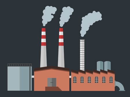 Factory building - industrial manufacturing plant architecture vector illustration.のイラスト素材