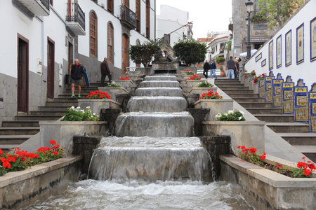 GRAN CANARIA, SPAIN - NOVEMBER 29, 2015: People visit Firgas Old Town in Gran Canaria, Spain. Canary Islands had record 12.9 million visitors in 2014.のeditorial素材