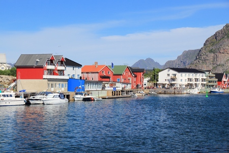 Henningsvaer, Norway - fishing village in Lofoten islands.の写真素材