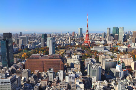 TOKYO, JAPAN - DECEMBER 2, 2016: City architecture view of Tokyo. Tokyo is the capital city of Japan. 37.8 million people live in its metro area.のeditorial素材