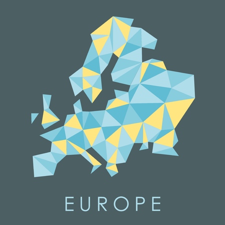 Europe low poly map vector - geometric style illustration.のイラスト素材
