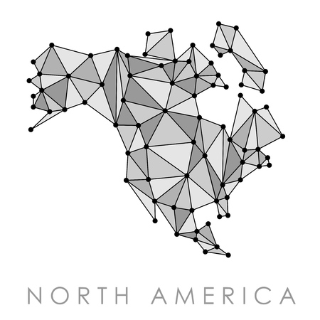 North America map vector - low-poly geometric style illustration.のイラスト素材