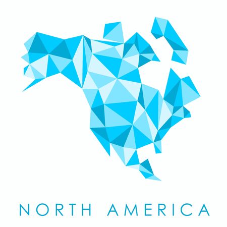 Blue map of North America. Low-poly style triangles.のイラスト素材