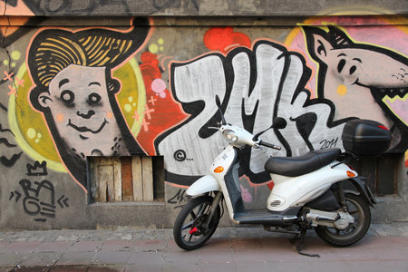 BELGRADE, SERBIA - AUGUST 15, 2012: Street art in Belgrade. Urban art was introduced in Serbia only a few years ago, but gained a lot of popularity with multitude of artworks in Belgrade.のeditorial素材