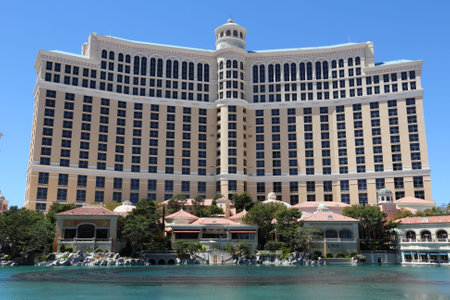 LAS VEGAS, USA - APRIL 14, 2014: Bellagio hotel view in Las Vegas. It is among 15 largest hotels in the world with 3,950 rooms.のeditorial素材