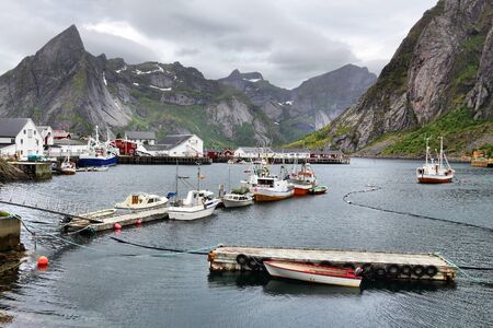 Reine, Norway - fishing village in Lofoten Archipelago of Arctic Norway.の写真素材