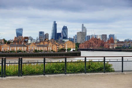 City of London skyline - capital city of the UK. Seen from Canary Wharf.