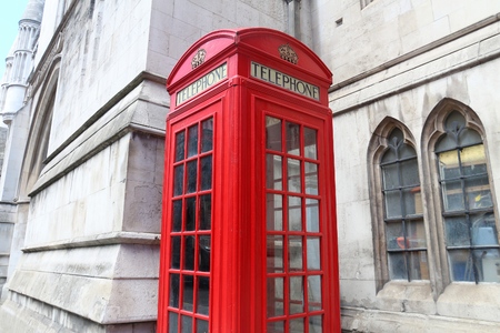 London phone box - red telephone kiosk in the UK.