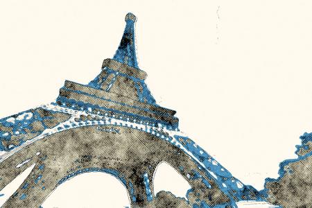 Paris - Eiffel Tower cartoon comic book style drawing.の写真素材