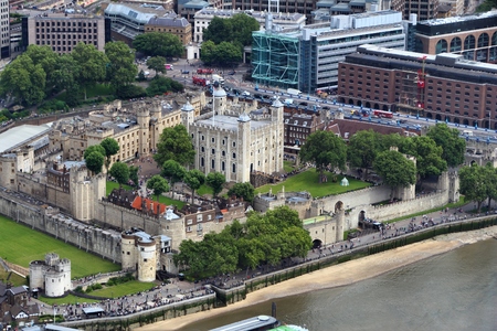 London UK aerial view with the Tower of London.