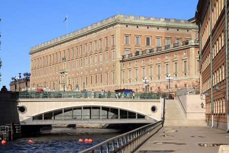 STOCKHOLM, SWEDEN - MAY 30, 2010: People visit Royal Palace in Stockholm, Sweden. Stockholm is the capital city of Sweden, 2.2 million people live in its metropolitan area.のeditorial素材