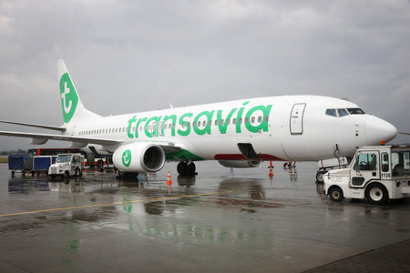 KATOWICE, POLAND - JULY 11, 2017: Transavia Boeing 737 at Katowice Airport, Poland. It is the 4th...