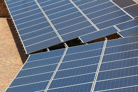 Solar panels - photovoltaic electricity cells installation in Apulia, Italy.