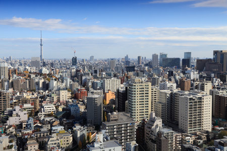 Tokyo skyline view - urban cityscape in Japan. Bunkyo ward.のeditorial素材