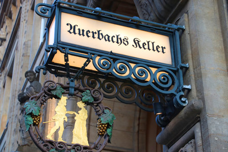 LEIPZIG, GERMANY - MAY 9, 2018: Auerbachs Keller restaurant and wine bar in Leipzig, Germany. It dates back to 16th century and was featured in Goethe's play Faust.のeditorial素材