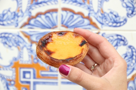 Pasteis de nata - traditional Portugese cuisine egg tart with creamy filling.の写真素材