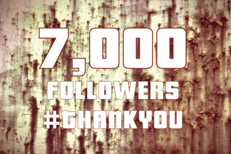 7000 followers sign - social media milestone banner. Online community thank you note. 7k likes.の写真素材
