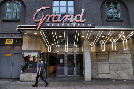 STOCKHOLM, SWEDEN - AUGUST 22, 2018: Grand cinema in Norrmalm district, Stockholm, Sweden. Stockholm is the capital city and most populous area in Sweden.のeditorial素材