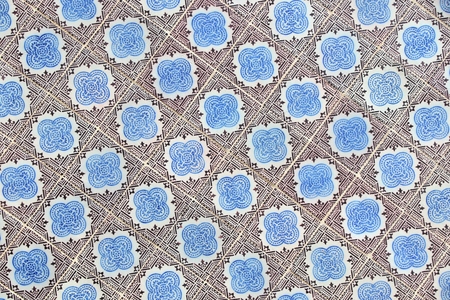 Azulejos - traditional Portugese tiles in Lisbon. Architecture ornament on building exterior.の写真素材