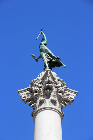 SAN FRANCISCO, USA - APRIL 8, 2014: Dewey Monument at Union Square in San Francisco, USA. The monument honors Admiral George Dewey. It features Goddess of Victory.のeditorial素材