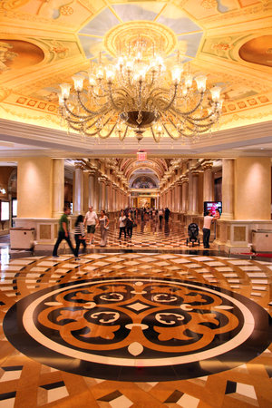 LAS VEGAS, USA - APRIL 14, 2014: People visit The Venetian resort in Las Vegas. It is one of 10 largest hotels in the world with 4,409 rooms.のeditorial素材