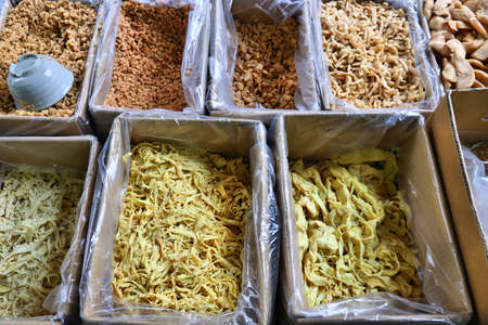 Dihua Street market, Taipei, Taiwan. Dried Chinese ginger boxes.