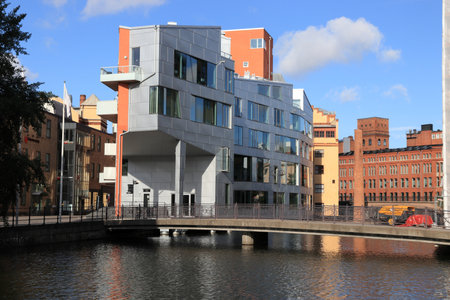 NORRKOPING, SWEDEN - AUGUST 25, 2018: Modern architecture in Norrkoping, Sweden. Norrkoping is...