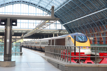 LONDON, UK - MAY 15, 2012: St. Pancras train station in London. The station was opened in 1868. In 2013 more than 24 million people used this station.のeditorial素材