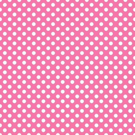 Seamless polka dot pattern vector. White on pink. Polka dots texture.のイラスト素材