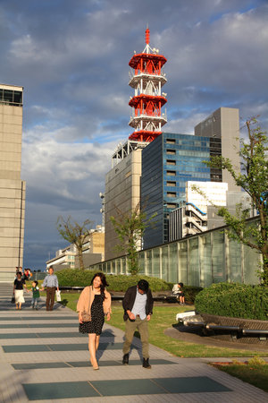 NAGOYA, JAPAN - MAY 3, 2012: People visit a park in downtown Nagoya, Japan. With almost 9 million people Nagoya is the 3rd largest metropolitan area in Japan.のeditorial素材