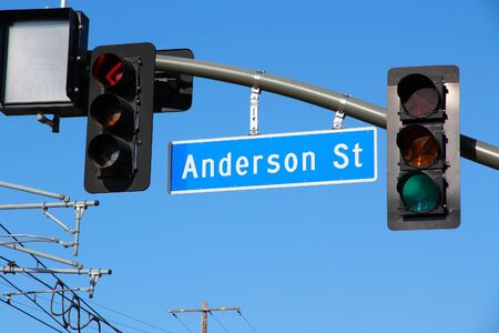 Los Angeles street sign in California - Anderson Street.の写真素材
