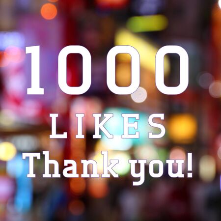 1000 likes. Social media achievement. Thank you sign.