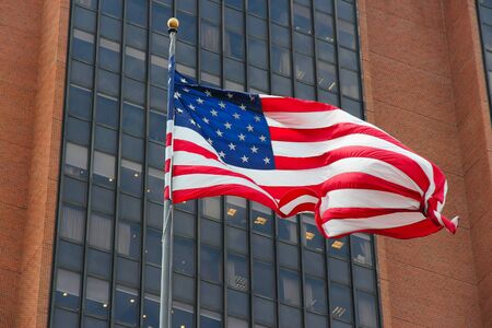 Flag of the United States in Philadelphia city.