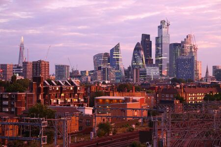 City of London skyline in sunset light.の写真素材
