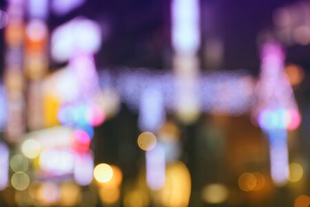 Night lights bokeh. Night abstract city background of Tokyo, Japan.