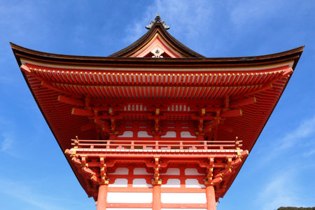 Kyoto, Japan. Kiyomizu-dera Temple Nio-mon gate. Japanese architecture.のeditorial素材