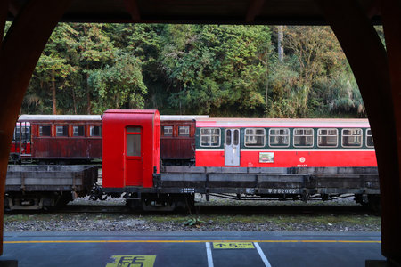 ALISHAN, TAIWAN - DECEMBER 1, 2018: Forest railway in Alishan, Taiwan. Alishan National Scenic Area is an important tourism destination of Taiwan.のeditorial素材