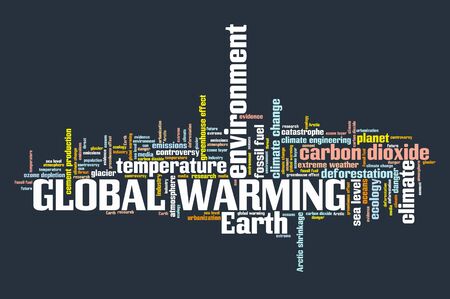 Global warming word cloud. Climate change concept. Earth climate catastrophe.の写真素材