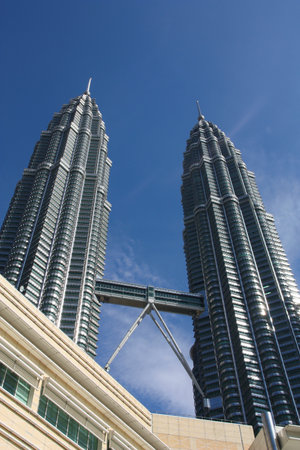 KUALA LUMPUR, MALAYSIA - MARCH 29, 2009: Petronas Towers skyscrapers in Kuala Lumpur, Malaysia. Petronas is the 7th tallest building in the world as of 2013.のeditorial素材