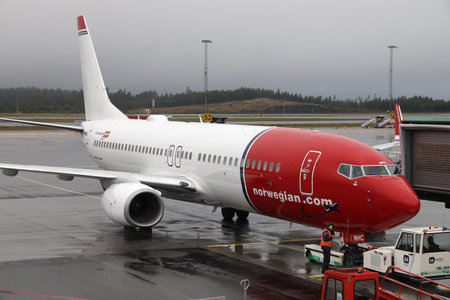 GOTHENBURG, SWEDEN - AUGUST 28, 2018: Norwegian Air Shuttle Boeing 737 at Gothenburg Landvetter airport in Sweden. It is the 2nd busiest airport in Sweden with 6.8 million annual passengers (2017).のeditorial素材