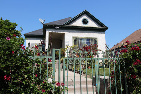 LOS ANGELES, USA - APRIL 5, 2014: Generic house seen from public street in Boyle Heights district,...