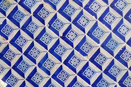 Azulejos - traditional Portuguese tiles in Lisbon. Architecture ornament on building exterior.