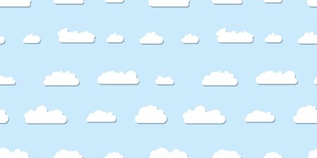 Vector white clouds background. Seamless cloud textile print pattern.のイラスト素材